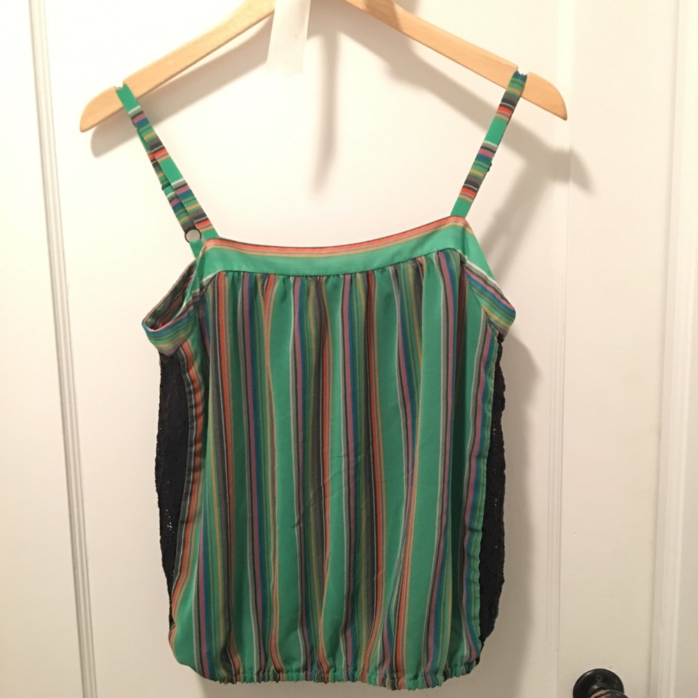 Green stripe Rachel Roy tank top
